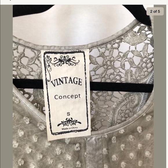 Vintage concepts boho khaki lace dress S - Picture 2 of 5